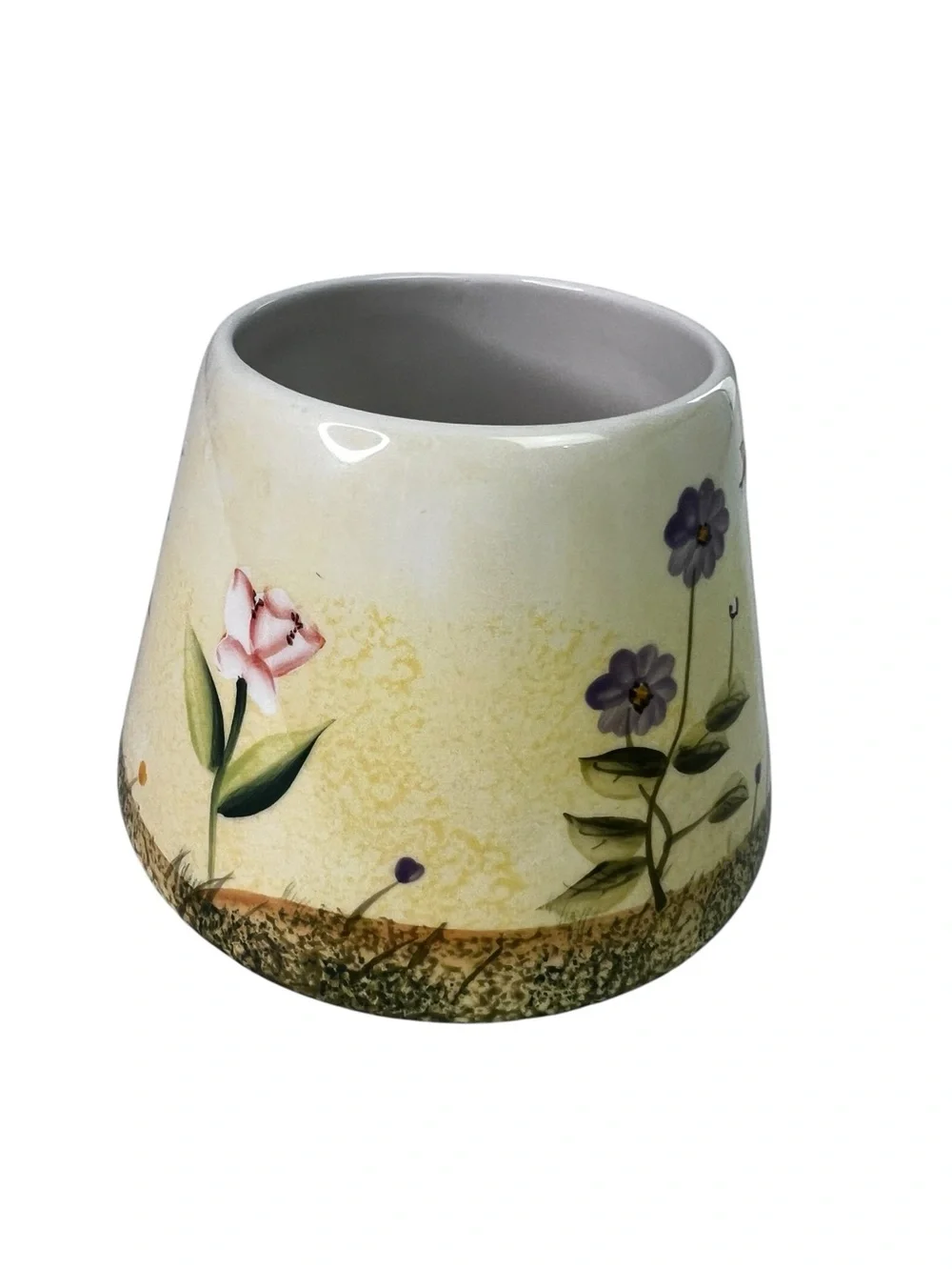 Home Interiors Ceramic Candle Jar Topper Shade Floral Pattern 4”x5” Multi Colors